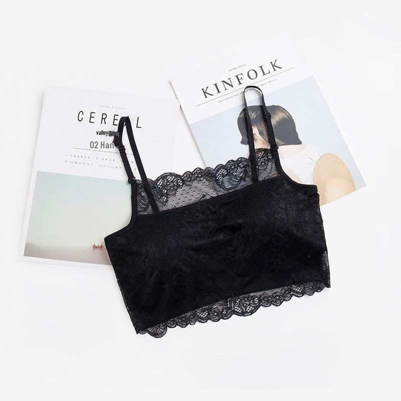 Silk Strapless Lace Trim Padded Camisole Bra