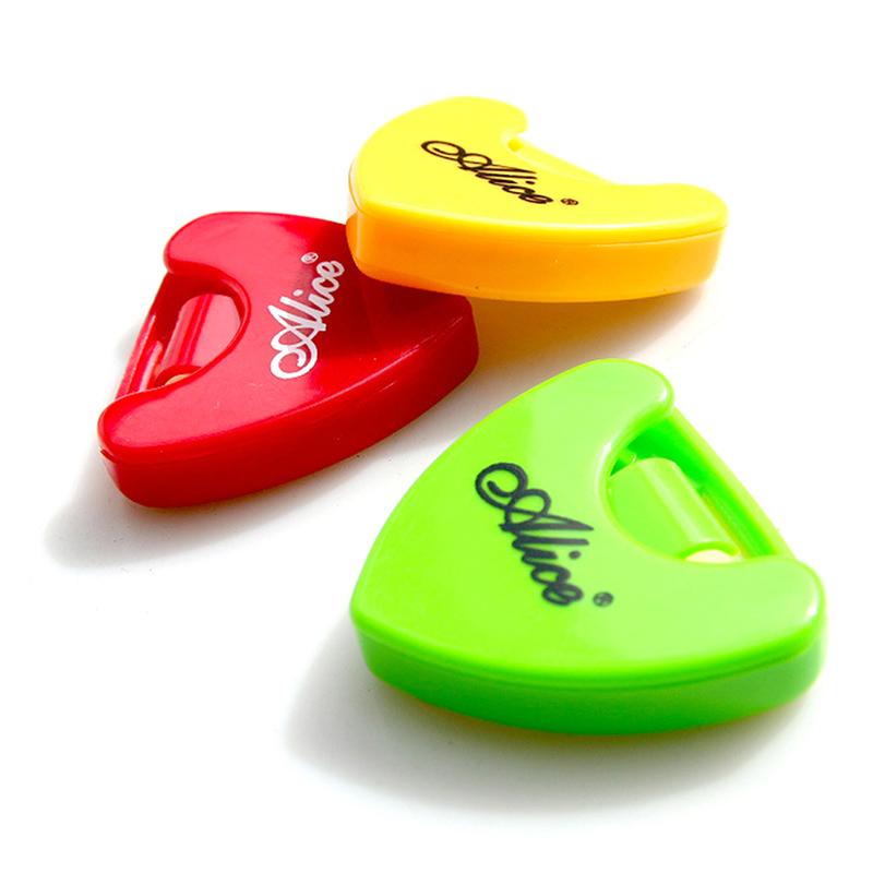1PC Guitar Pick Holder Plastic Plectrum Case Mediator Quick Storage Self Adhesive Triangle Shape 37x40mm Random Color
