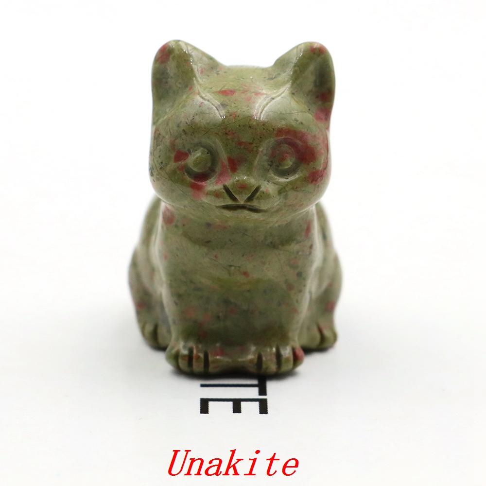 1.5" Various Crystal Energy Stones Carved Cats Rose Quartz Kitten Figurine Natural Gemstone Mini Sitting Cat Chakra Homome Decor