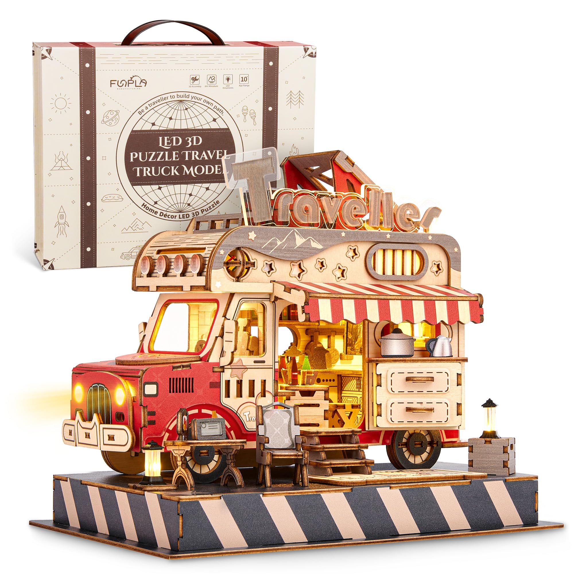 

3D-пазл FUNPOLA, Дерев яний пазл, Набір для рукоділля DIY, Збірний набір зі світлодіодними вогнями, Ручна робота для декору дому, Навчальна іграшка для дітей та дорослих,