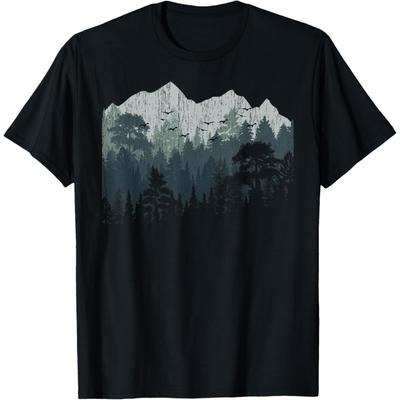 Mountain Nature Hiking Wildlife Trees Outdoor Forest Camping T-Shirt