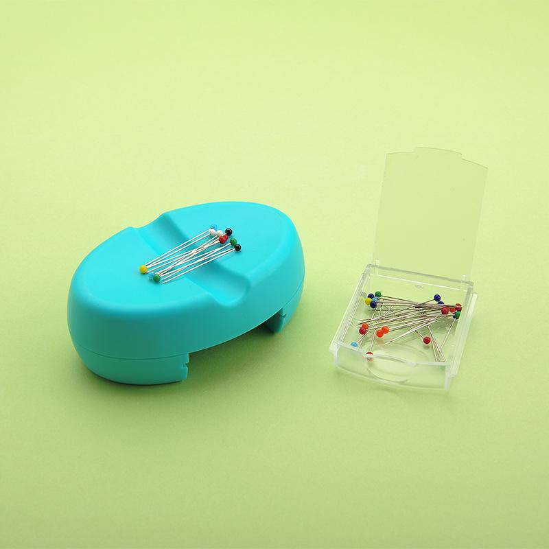 Nordic Style Oval Needle Holder Box with Transparent Magnetic Drawer for Pins & Beads