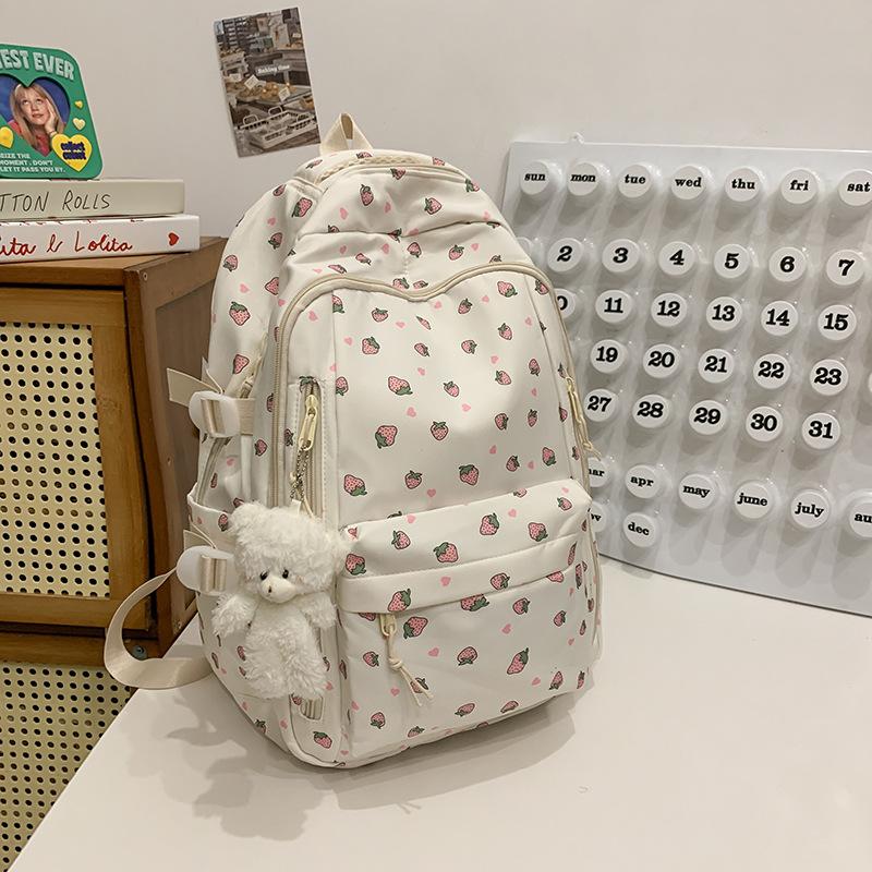 Schoolbag College Style School Bag Female College Student Korean Small Floral Backpack Versatile Large Capacity Junior High School Student Backpack 