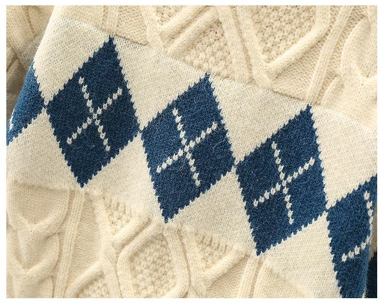 Kinder Farbblock Zopfmuster Pullover - Retro und modisch für Herbst/Winter