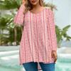 Women's Fashion Large Size Round Neck Long Sleeve Casual Print Loose Pullover Top