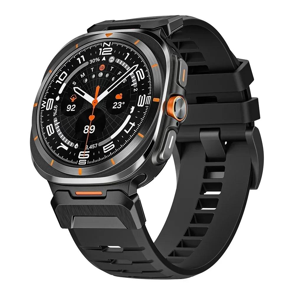 

Stainless Steel Rubber Band for Samsung Galaxy Watch Ultra 47mm 2025 Soft Silicone Bracelet Men Strap for SAMSUNG ULTRA 7 Correa Galaxy Watch Ultra