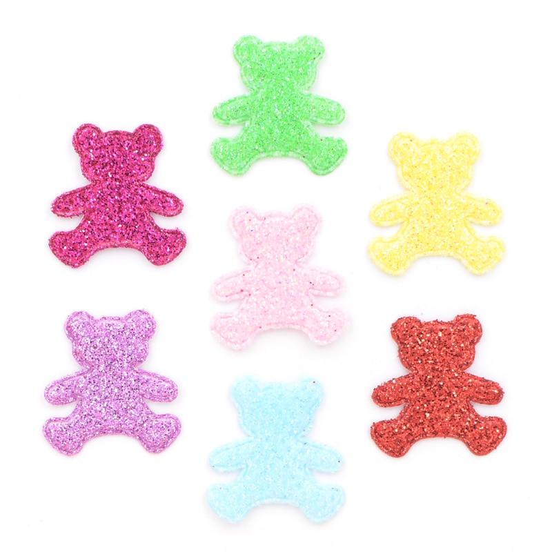 

120 шт. разноцветные блестящие фетровые тканевые нашивки для одежды, аппликация в форме медведя для аксессуаров для скрапбукинга разноцветный