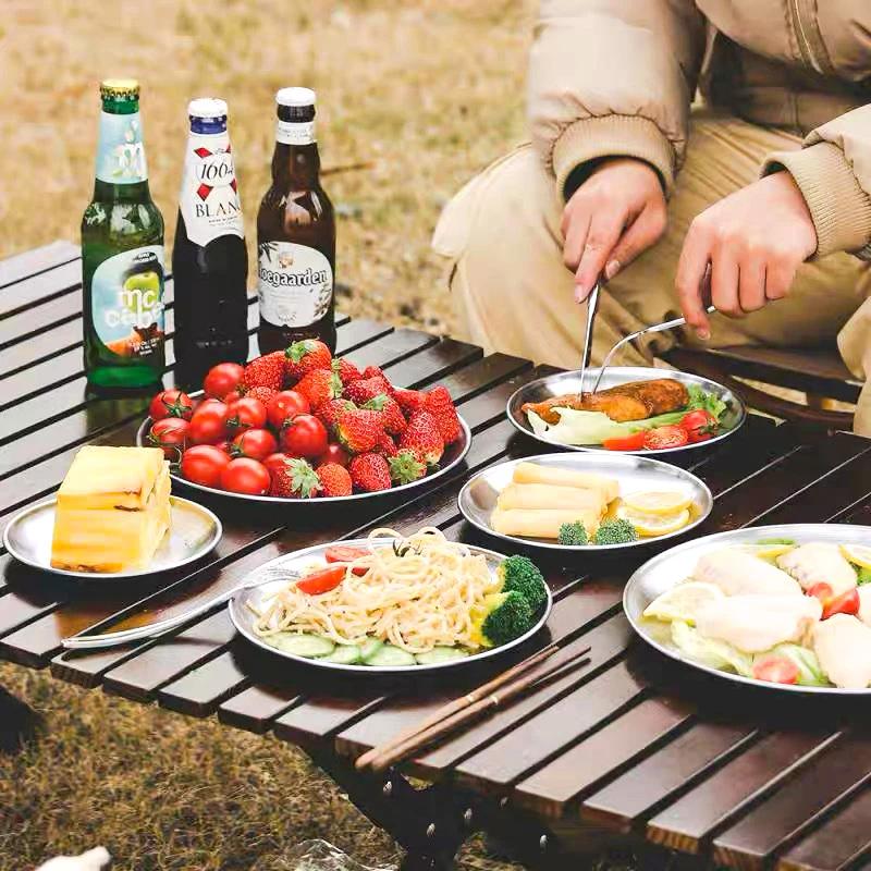 14/17/20/23/26/30CM Stainless Steel Bone Spitting Dish Gold Silver Shallow Tray Metal Dining Disc Round Plate Dessert Tableware