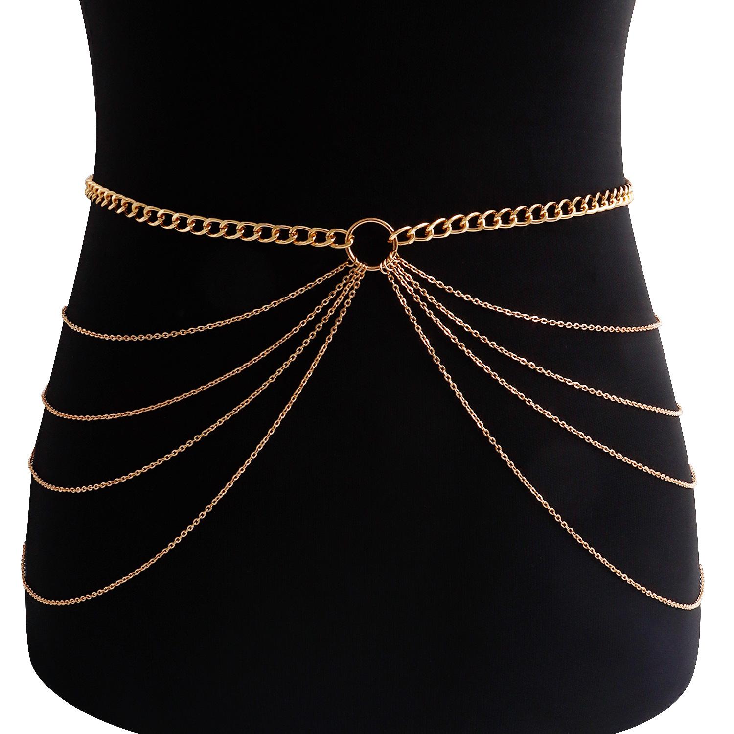 

Summer Beach Vintage Metal chain imitation pearl beading Pendant Waist Belly Belt Chain for Women Bikinis Sexy Body Chain