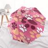 Pink Paw Prints Automatic Umbrella, Foldable, 8-Rib Durability Design, Cute Animal Print for Everyday Use, Perfect Holiday Gif