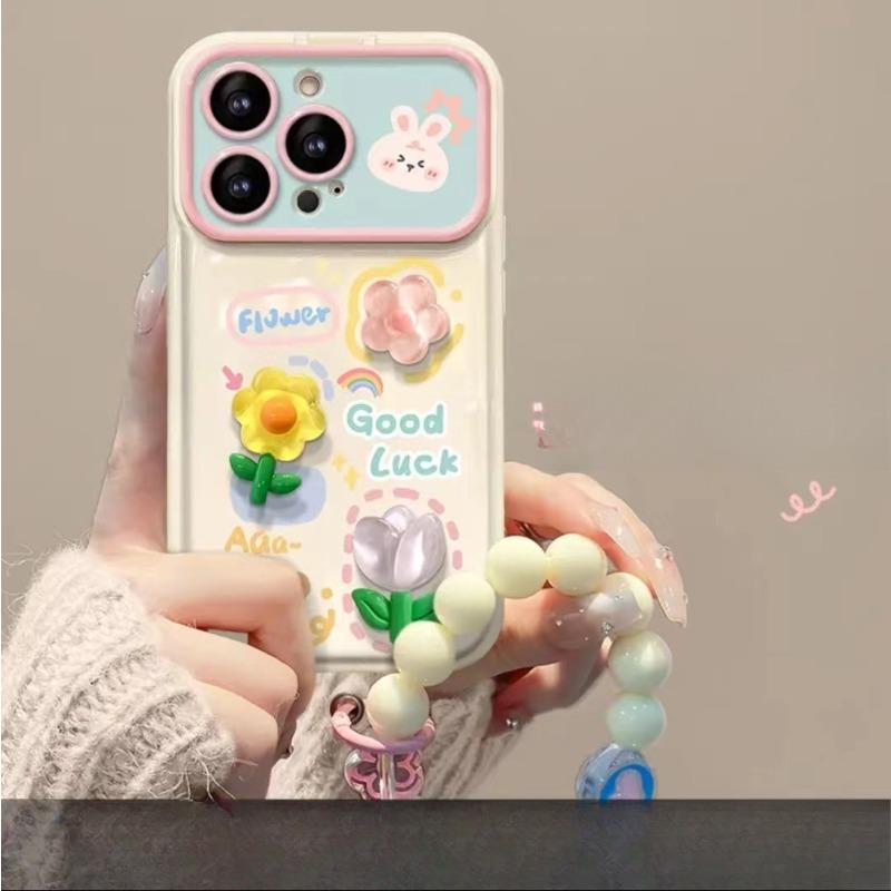 Applicable To Apple 15 Mobile Phone Case IPhone 14 Frog Flower Doll Bracelet 13 Window Flip 12 Cute Silicone 7P
