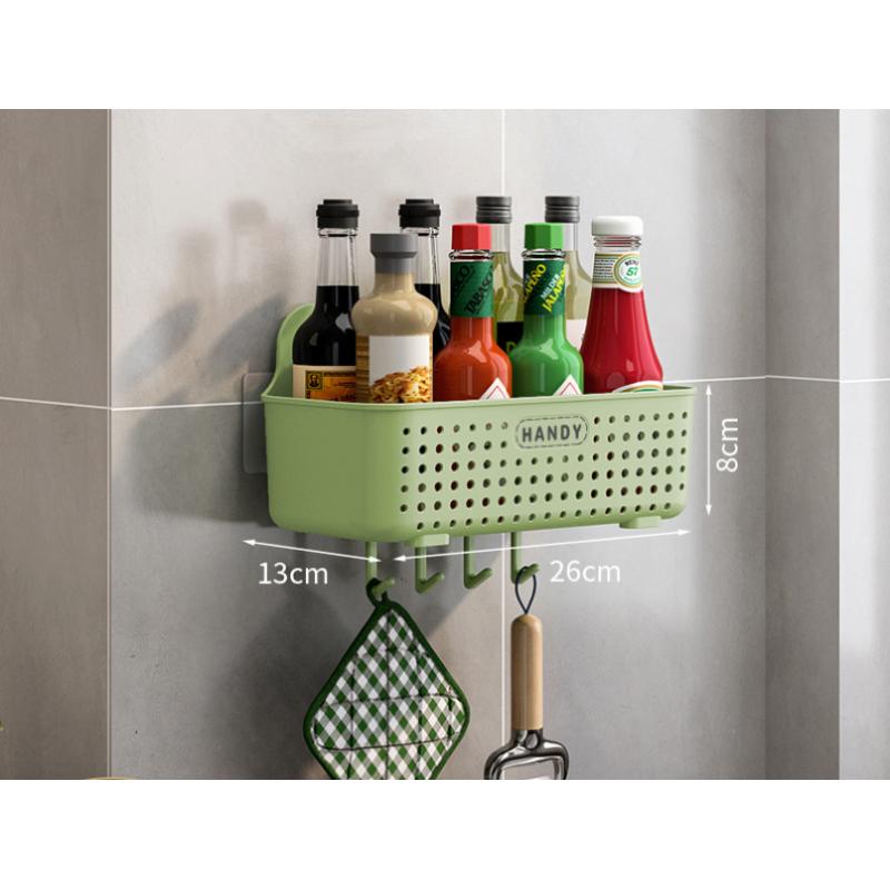 Kitchen rack, home bathroom, no punching, wall-mounted condiment multi-purpose sink drain storage rack