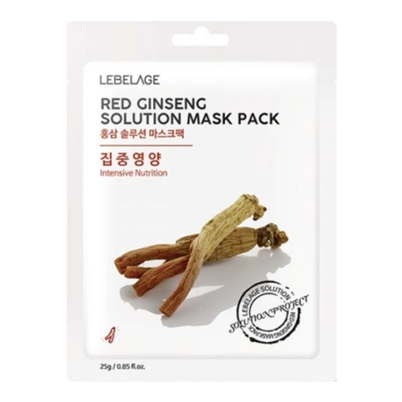 [Lebelage] Red Ginseng Solution Mask Pack (25g) x 10ea Set – Revitalizing, Anti-Aging & Deep Nourishing Care