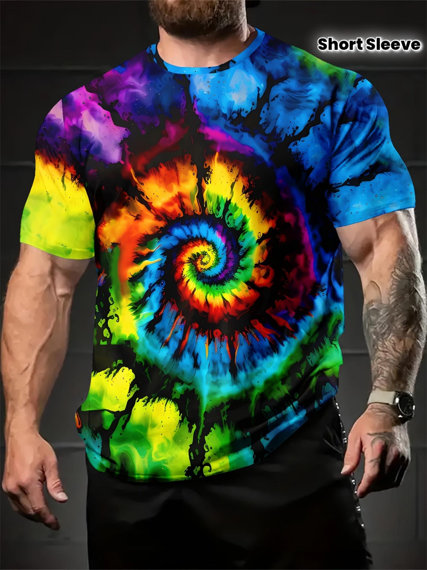 Men s bright tie-dye swirl graphic T-shirt S