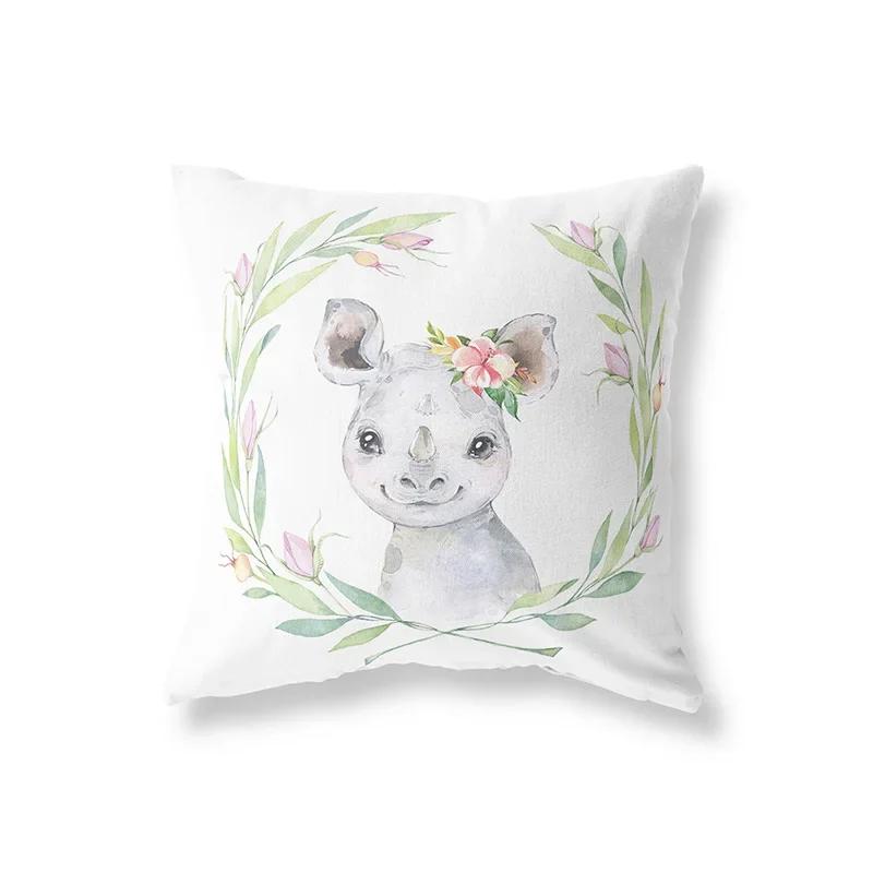 Cute Rabbit Giraffe Animals Children Room Decor Polyester  Cushion Cover Sofa Pillow  Home Decoration Throw Pillowcase
