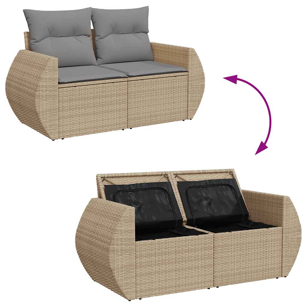 Vidaxl 5-Cz. Garden Furniture Set With Cushions, Beige, Poly Rattan