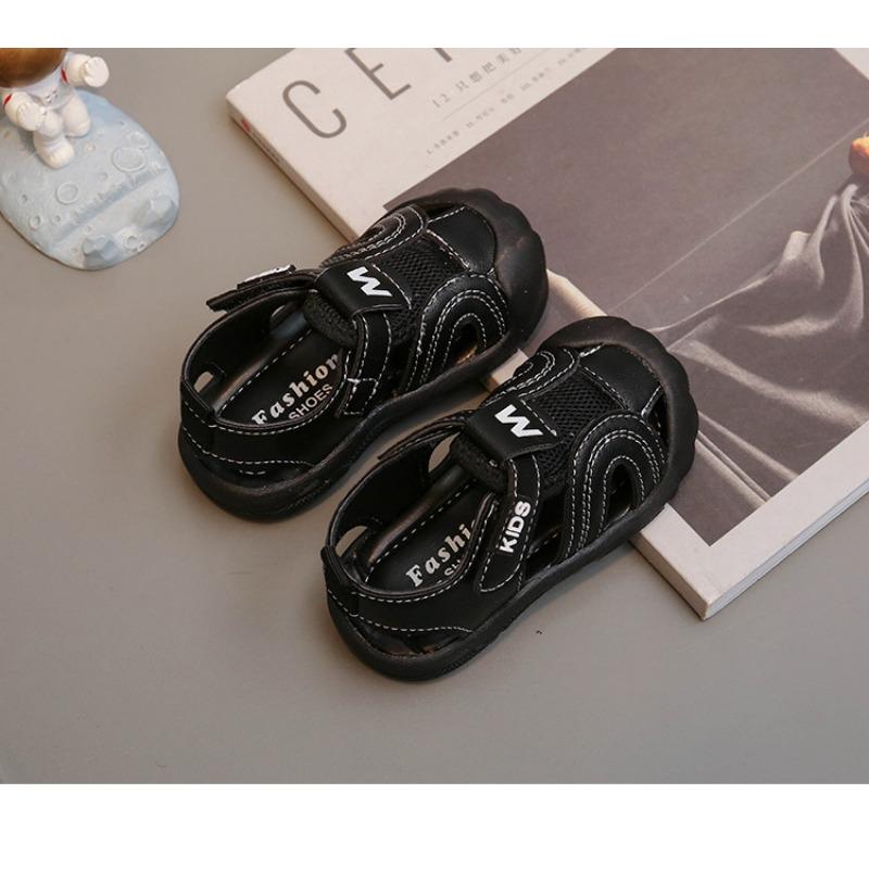 Toddler Baby Boy Closed Toe Anti Kick Non Slip Soft Sole Walking Sandals