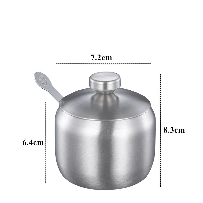 

Каструля для спецій 304 з нержавіючої сталі з кришкою та ложкою. Кухонна сіль. Цукор. Банка для приправ. Органайзер для приправ. Кухонний посуд.