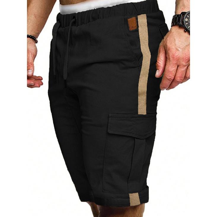 New Work Shorts Men'S Fall Splicing Solid Color Casual Sports Loose Straight Shorts Male
