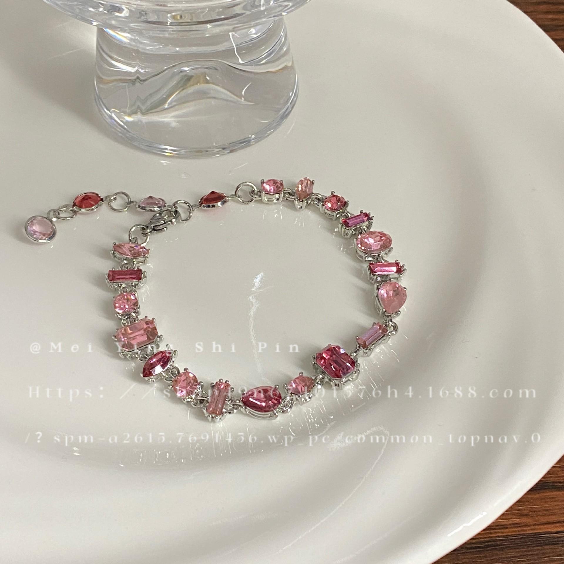 New gema shiny bright colored crystal candy bracelet women s light luxury rainbow light jewelry Qixi Festival couple gift