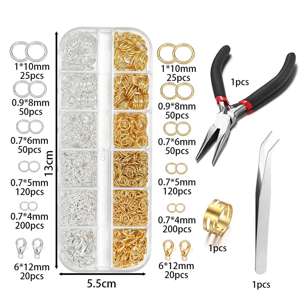 1Box Jewelry Findings Kits Zinc Alloy Open Jump Rings Lobster Clasps for DIY Bracelet Necklace Chain Accessories Making Supplies