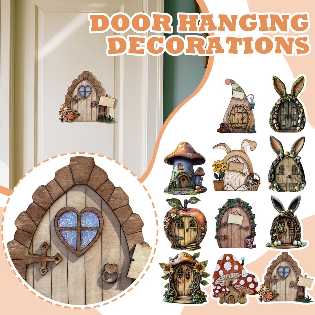 Fairies Door And Window,Elfs Door Fairies Tale Door Home Staircase Bedroom Decoration Garden Decoration Wooden Crafts