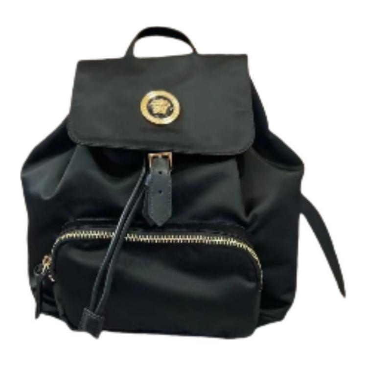 Versace Logo Flap Closure Nylon Backpack