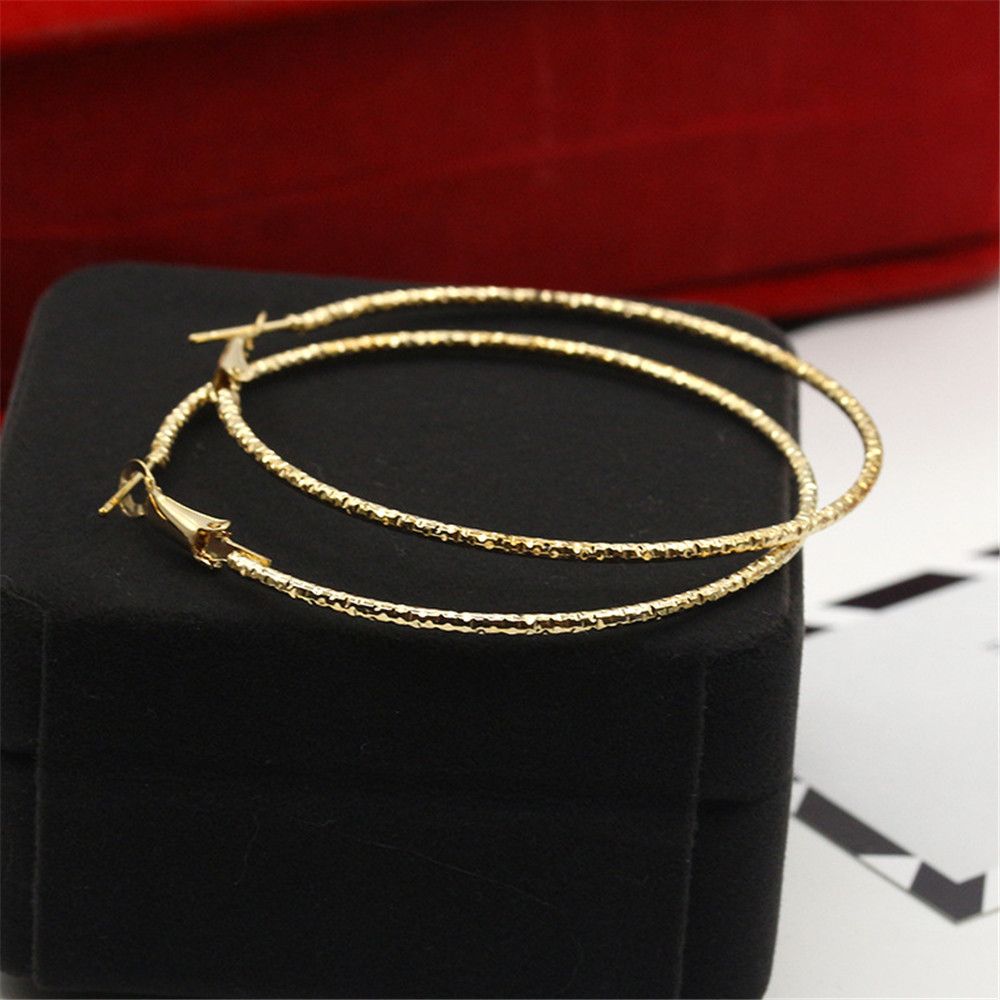 Fashion Metal Geometrical Big Circle Earrings Shiny Print Party Jewelry Hoop Earrings