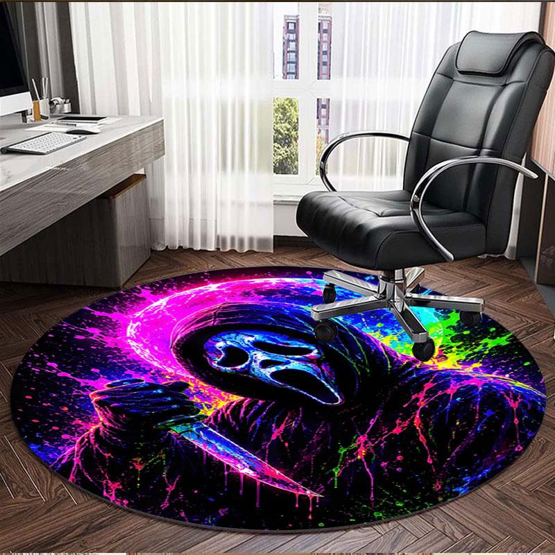 Ghostface Print Round Rug, Washable Floor Carpet, For Entryway Dorm Laundry Room Office Study, Home Decor Birthday Christmas Gift