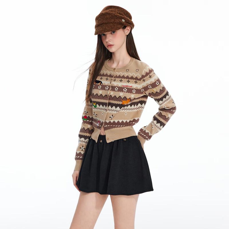 UNIFREE Vintage Animal Jacquard Knit Cardigan
