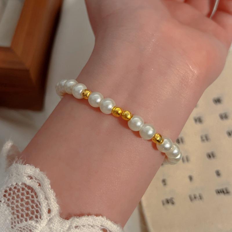 Bracelet Perle Irregulière Forme Spéciale Française Bracelet Femmes Niche Luxe Léger Exquis Doré Demi-Bracelet Bracelet Accessoires