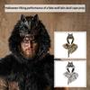 1PC Fiesta de Halloween Espectáculo de Fiesta Disfraces cos Vikingo Medieval Piel Falsa de Lobo Calavera Chal Accesorios