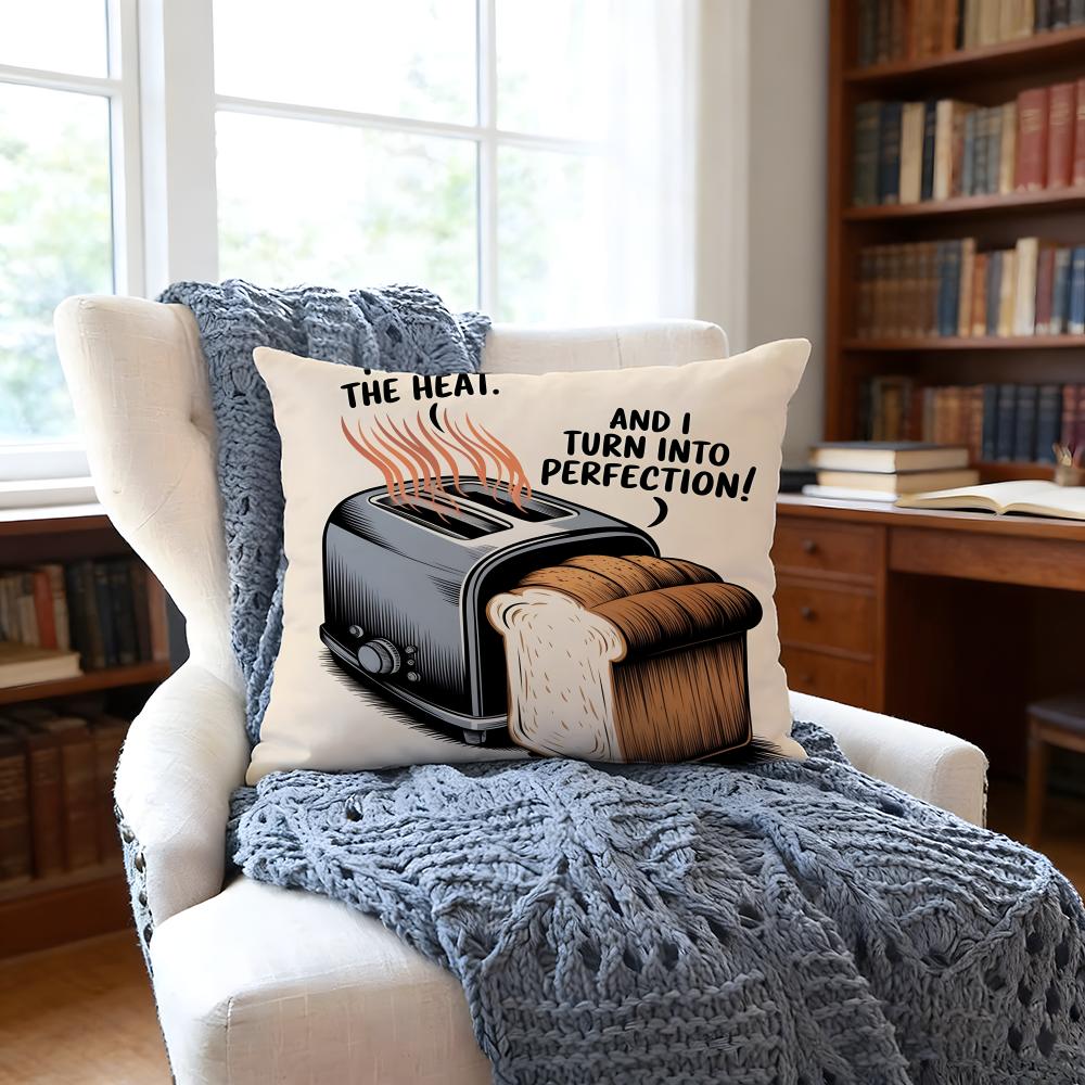 CreativeIdea Toast Cushion Cover Anti-Dust Mite Short Plush Pillowcase - Invisible Zipper Silky Soft Sofa Cushion Cover