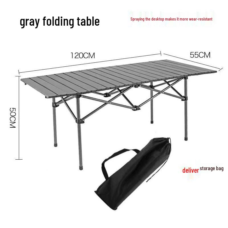 Portable Metal Roll-Up Folding Table for Camping, Picnic, and BBQ