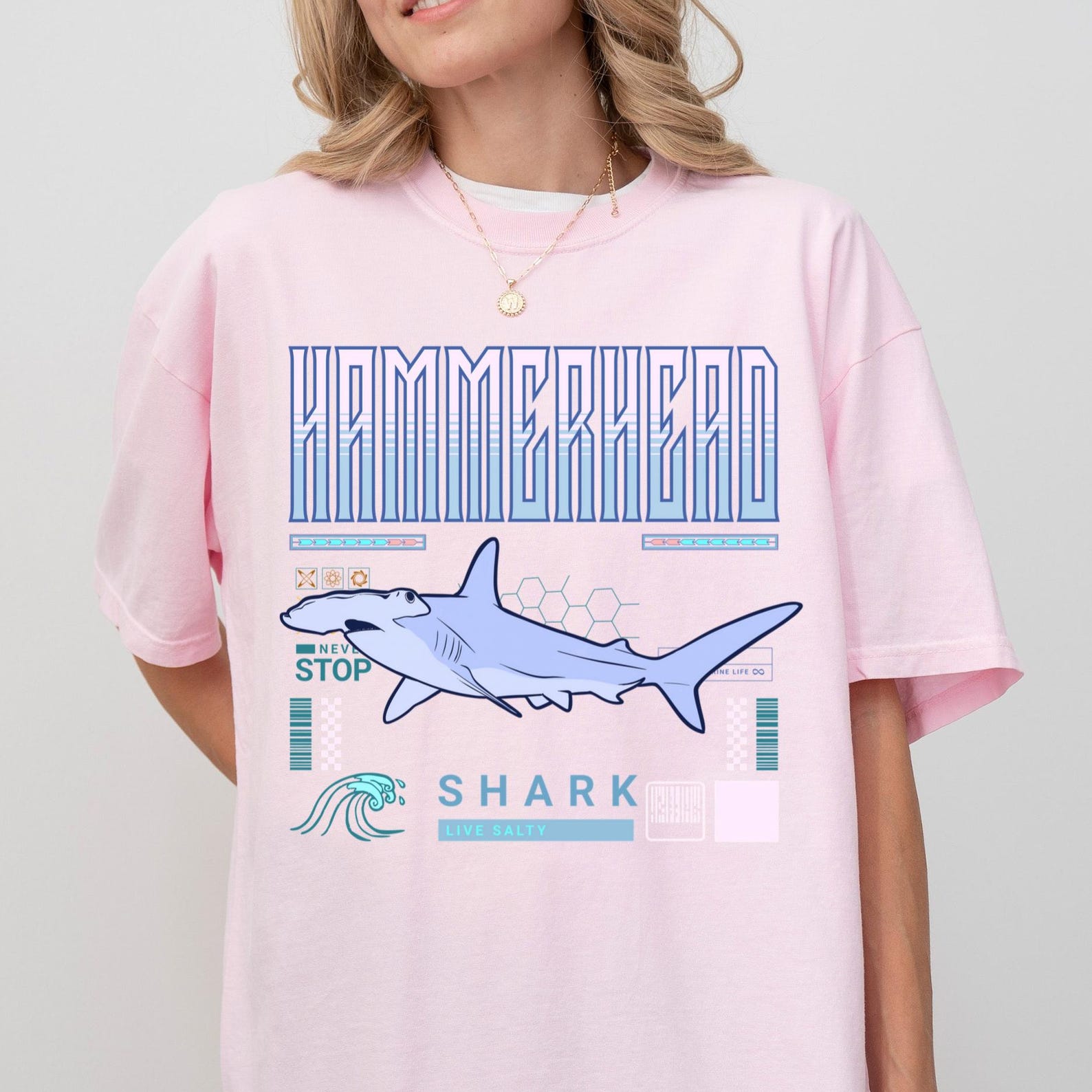 Hammerhead Shark Comfort Colors Tee, Ocean Lover Shirt L