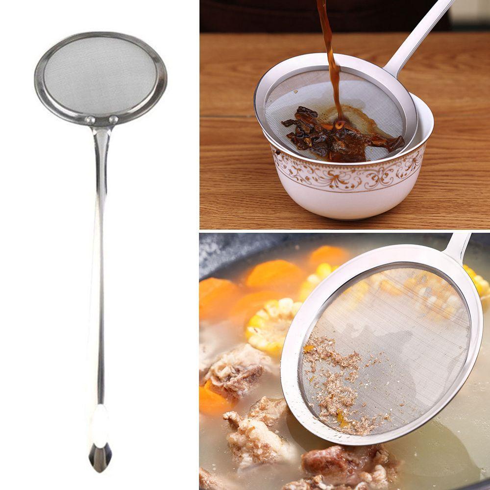 Art Design Creative Hot Sell New Stainless Steel Kitchen Tools Fine Mesh Skimmer Strainer Ladle