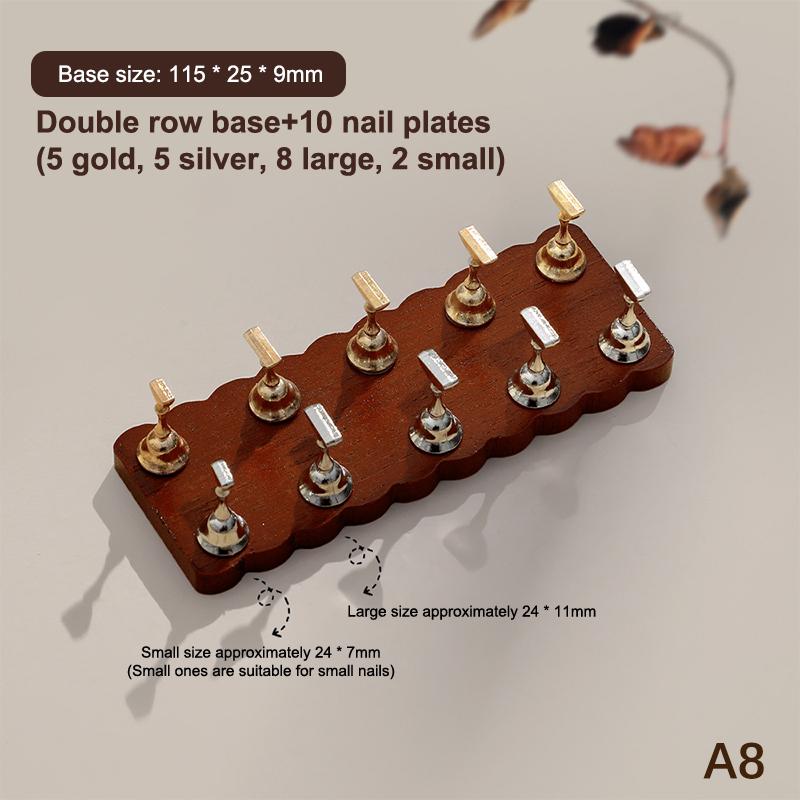 Negleutstilling Sterk Magnetisk Negleholder Falsk Negletipp Øvelsesstativ Valnøtt Trebase Holder For Kunstsalong DIY Øvelsesverktøy