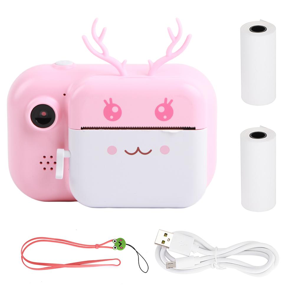 Print Camera Children " s Instant Portable Thermal 1080P Twin Lens 2.4in 16G Toys CameraPink