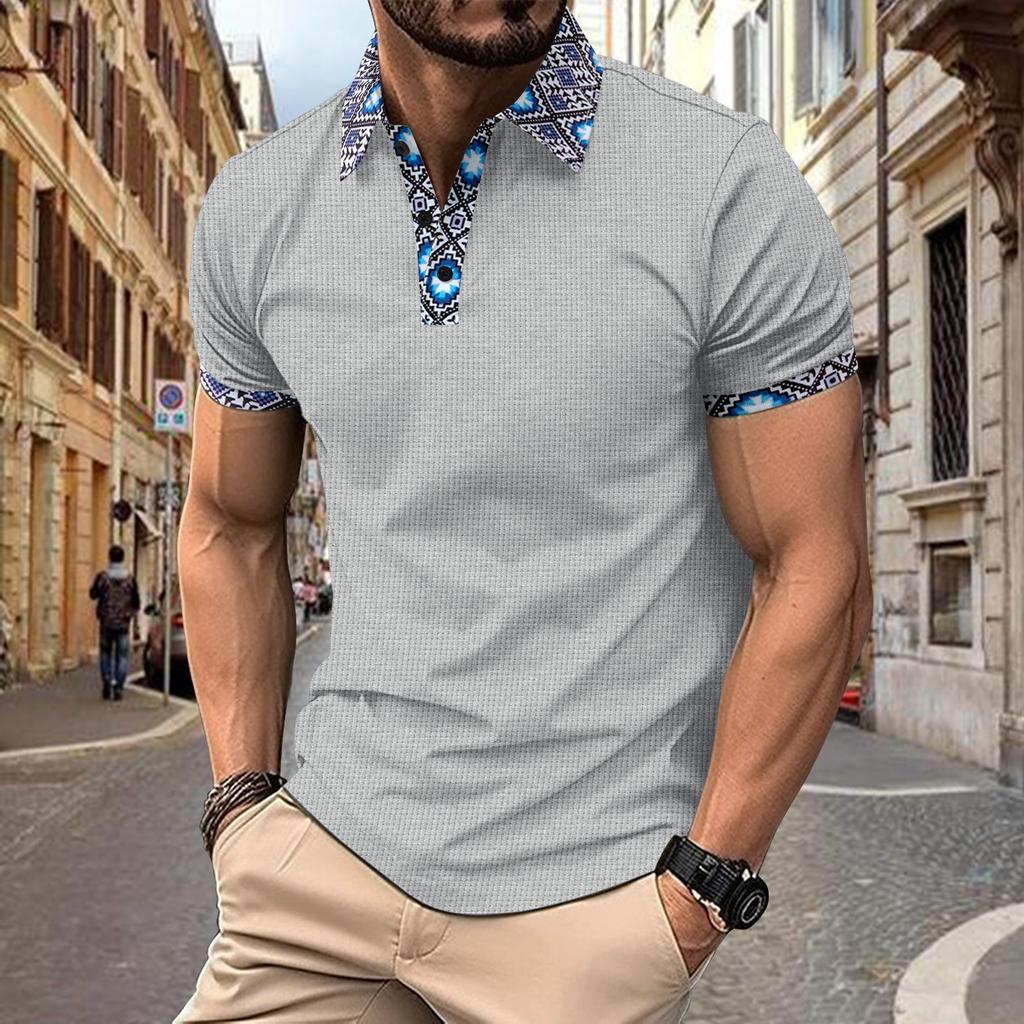 Summer Men's Short-Sleeved Polo Shirt with Button Placket Men's Sports Top