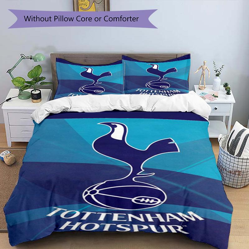 Tottenham Hotspur F.C Design Muster Bettbezug-Set – enthält 1 Bettbezug und 2 passende Kissenbezüge Schlafzimmerdekoration Weihnachtsgeschenke