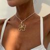 Personality niche flower pendant necklace women's sweet style alloy large flower hollow choker necklace