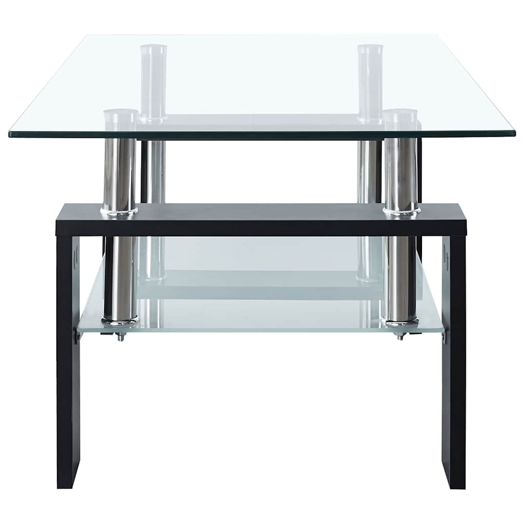 Vidaxl Mesa de Centro, Negro-Transparente, 95X55X40 Cm, Vidrio