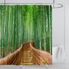 Modern 3D Printing Forest Refreshing Scenery Shower Curtain Waterproof Landscape Green Plant Mountain With Hooks Bathroom Decor
