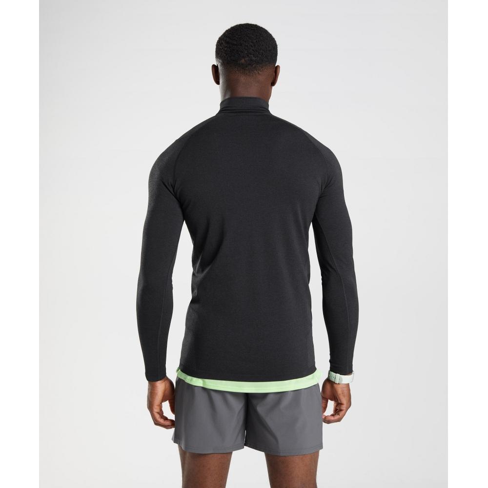 Gymshark Vital Seamless 1 4 Zip Black Silhouette Grey A3a4p Bbmw