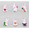 (6 Pcs Rabbit Set) Miniature Showpiece Set for Home Decor,Car Dashboard,Valentine,Living Room,Gifts Figurines,Cake Decoration Items