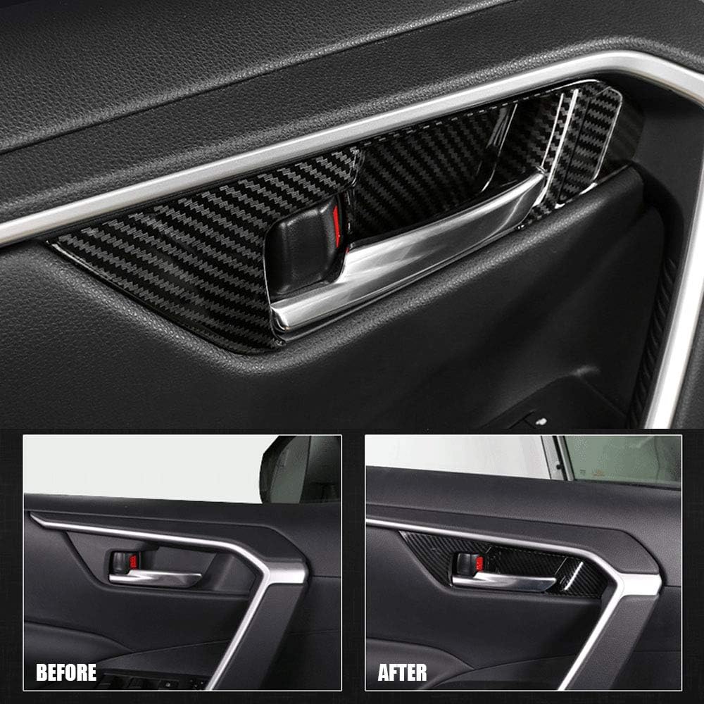 XITER 4pcs ABS Carbon Fiber Inner Door Handle Decoration Cover Door Bowl Trim for Toyota RAV4 2019 2020 2021 2022 2023 2024 2025