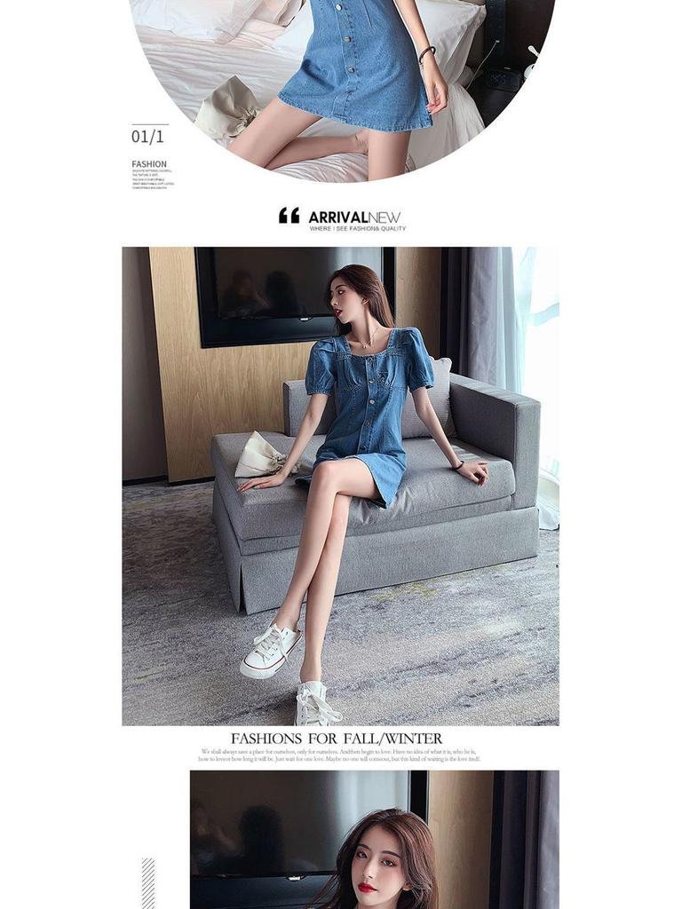 Damen Plus Size Jeanskleid Sommer 2025 – Schlankmachend, Taillenbetonend, Mittellang im Latzhosen-Stil für einen jugendlichen Look