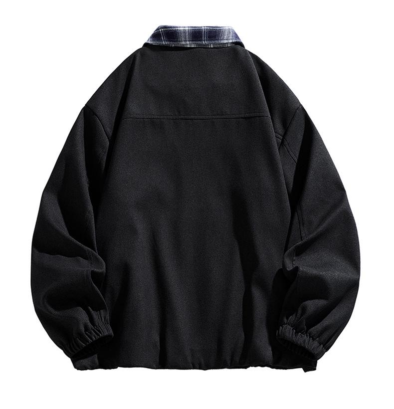 Men's Plaid Patchwork Two-Piece Look Jacket, Spring/Autumn 2026, Plus Size Loose Lapel Outerwear