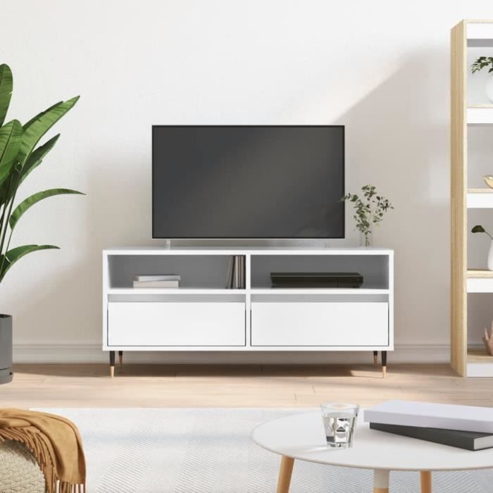 VidaXL TV Stand High Gloss White 100x34.5x44.5 Cm Engineered Wood 831230