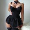 Pure Desire Shapewear Onesie, Suspenders Set, Sex Underwear, Sexy Mesh Bow, Suspenders, Lace Skirt.